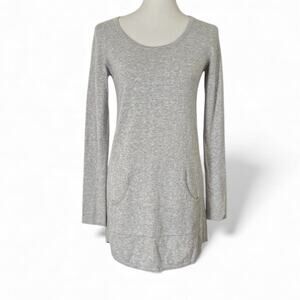 Cynthia Rowley Heather Gray Longline Knit Sweater – XS, Kangaroo Pocket